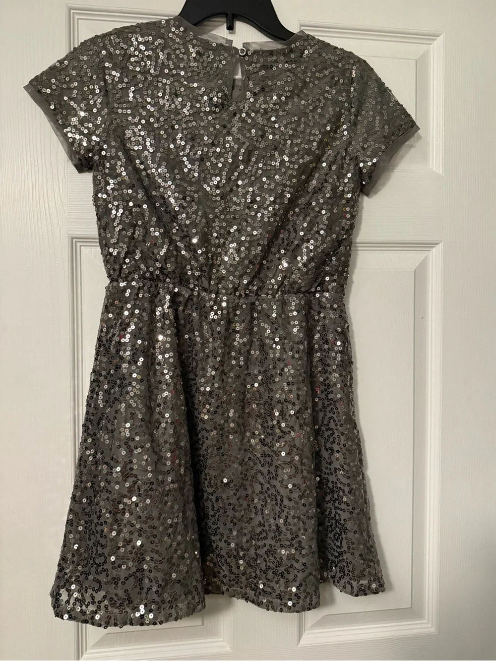GAP Girls' Silver Sequin Short-Sleeve Party Dress
